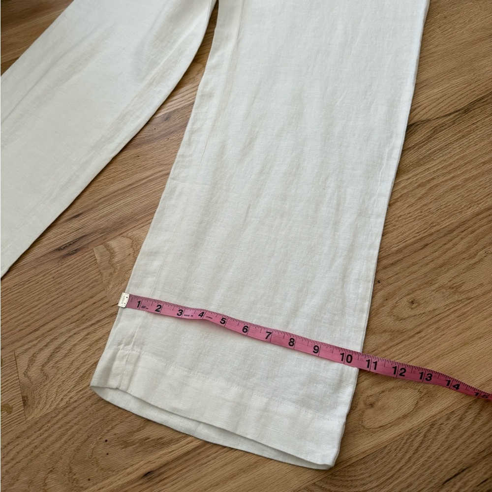 Talbots 100% Linen Nantucket Wide Leg Pants Crisp White Pull On Elastic Waist L - Picture 9 of 14